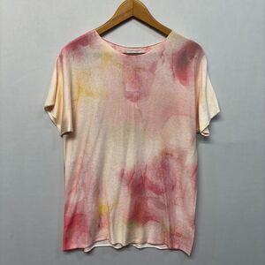 NWT Bianco & Blue Short Sleeve Knit Top Sweater Size Large Acrylic Italy C065 -8